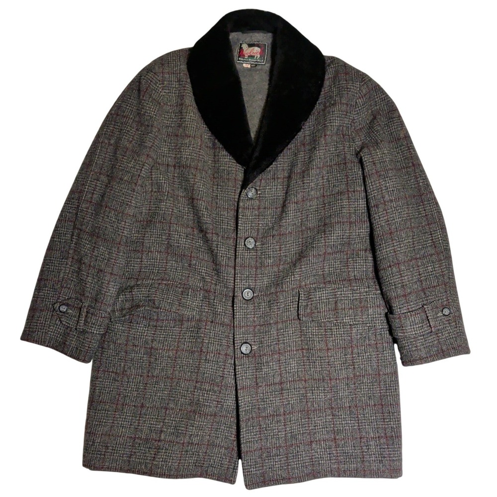 Vintage 50's Woolrich Overcoat Mens Size 44 L - XL Faux Fur Gray Outdoor Preppy